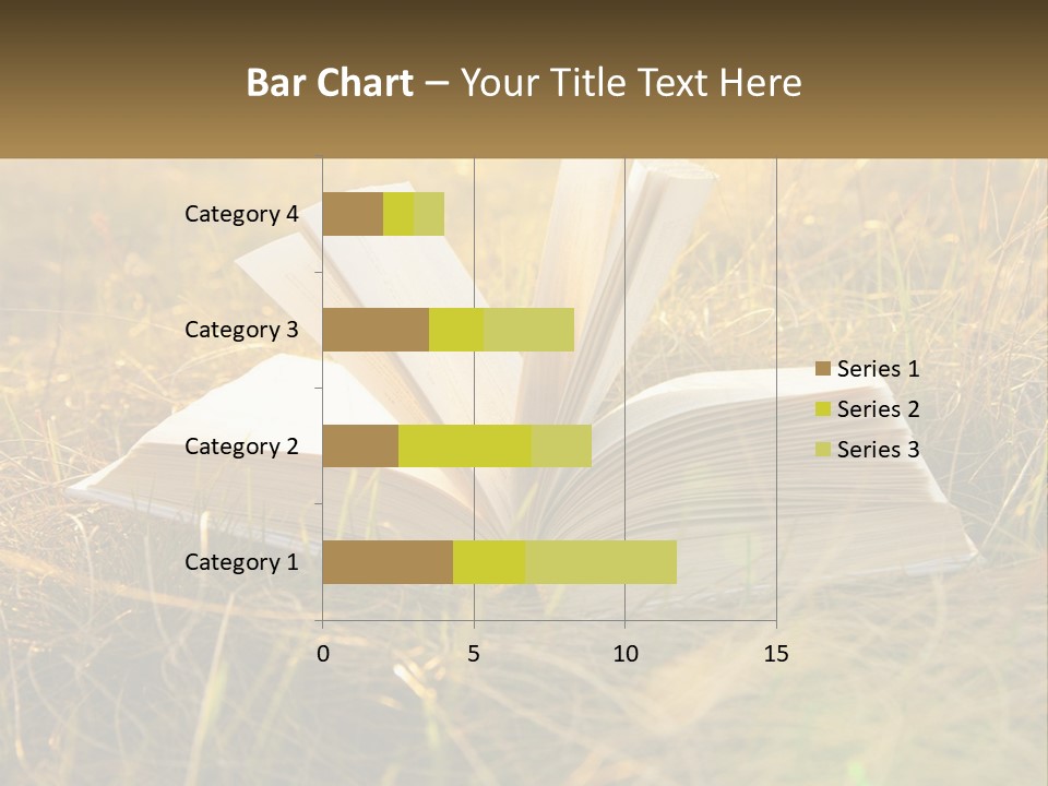 An Open Book Sitting On Top Of A Lush Green Field PowerPoint Template