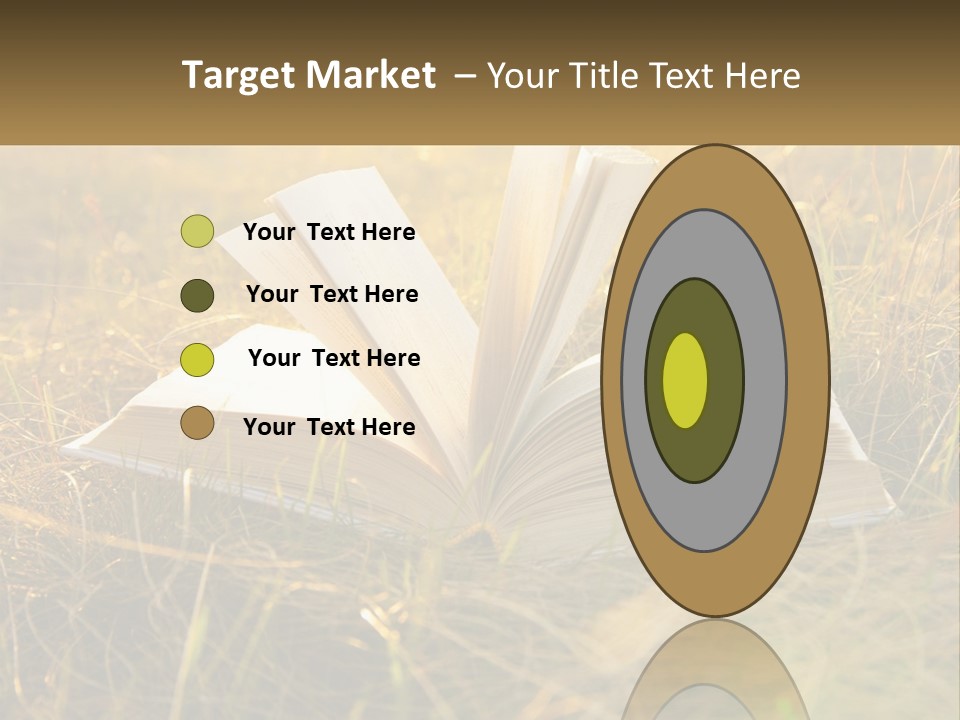 An Open Book Sitting On Top Of A Lush Green Field PowerPoint Template