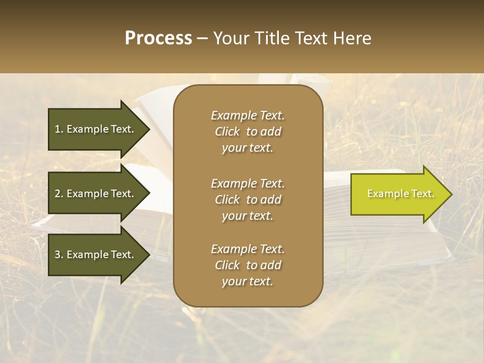 An Open Book Sitting On Top Of A Lush Green Field PowerPoint Template