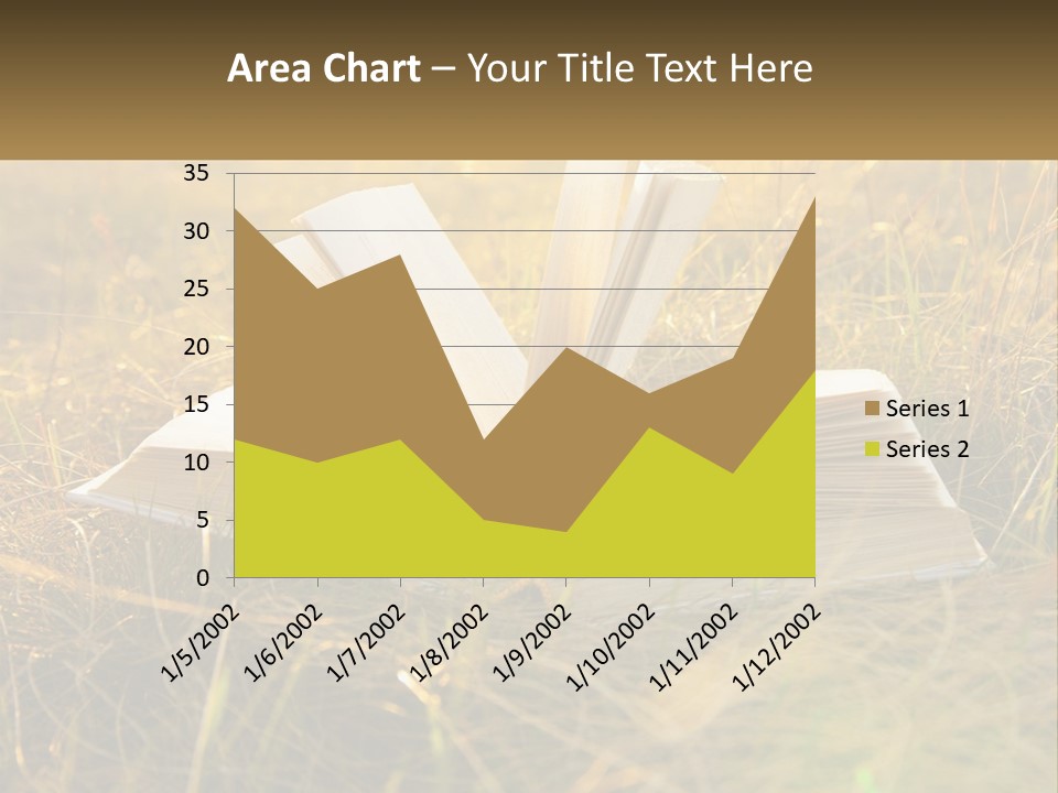 An Open Book Sitting On Top Of A Lush Green Field PowerPoint Template