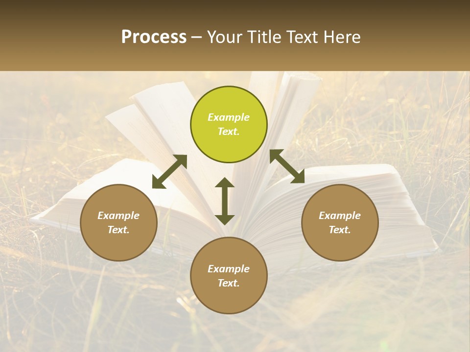 An Open Book Sitting On Top Of A Lush Green Field PowerPoint Template