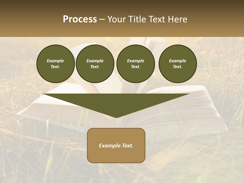 An Open Book Sitting On Top Of A Lush Green Field PowerPoint Template