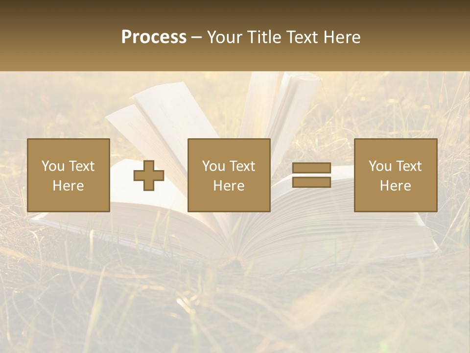 An Open Book Sitting On Top Of A Lush Green Field PowerPoint Template