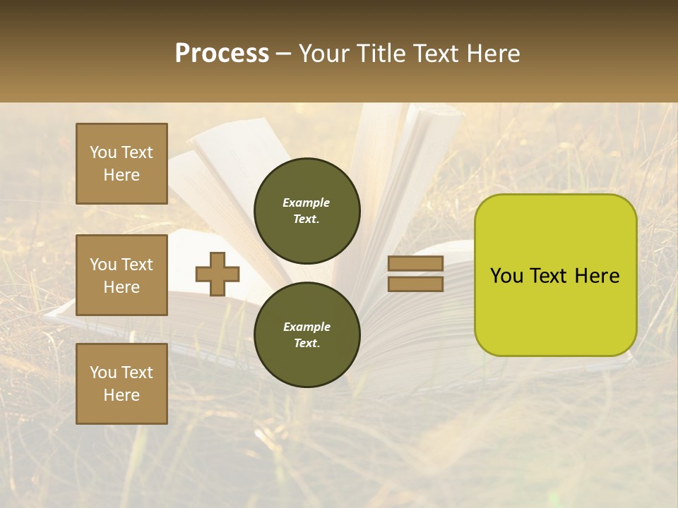 An Open Book Sitting On Top Of A Lush Green Field PowerPoint Template
