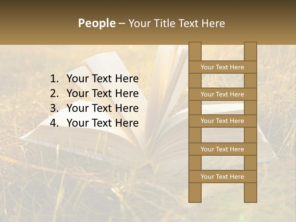 An Open Book Sitting On Top Of A Lush Green Field PowerPoint Template
