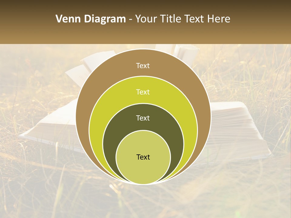 An Open Book Sitting On Top Of A Lush Green Field PowerPoint Template