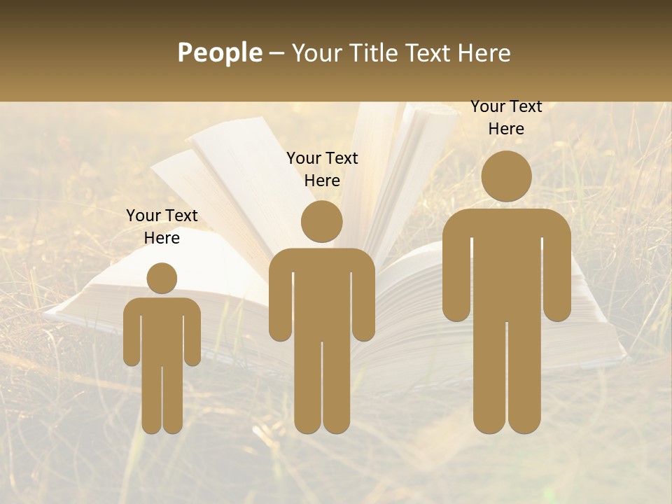 An Open Book Sitting On Top Of A Lush Green Field PowerPoint Template