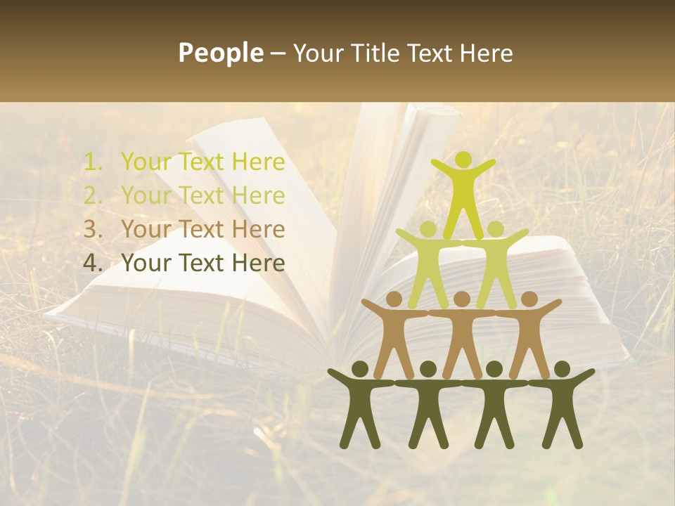 An Open Book Sitting On Top Of A Lush Green Field PowerPoint Template