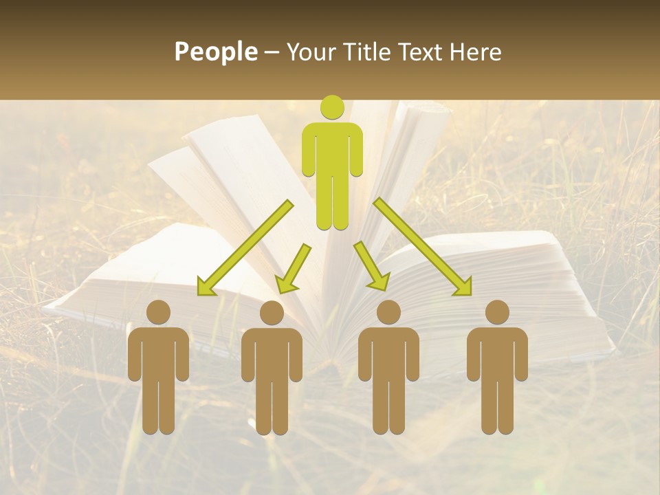 An Open Book Sitting On Top Of A Lush Green Field PowerPoint Template