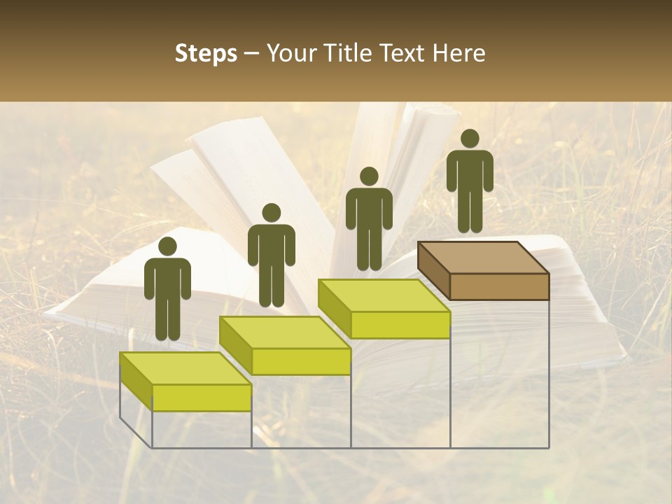 An Open Book Sitting On Top Of A Lush Green Field PowerPoint Template