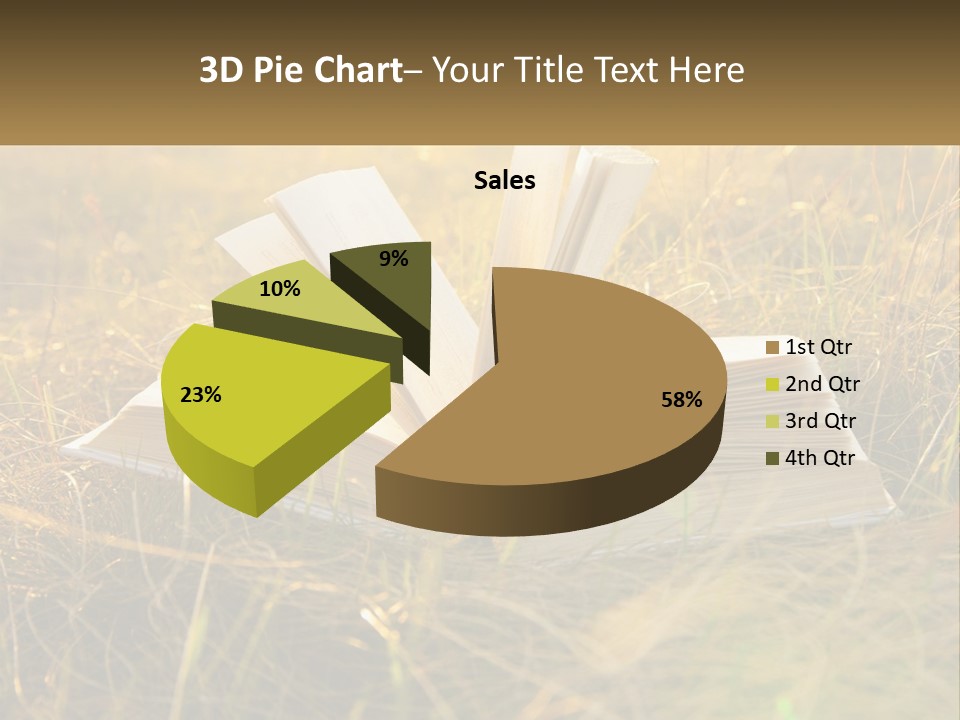 An Open Book Sitting On Top Of A Lush Green Field PowerPoint Template