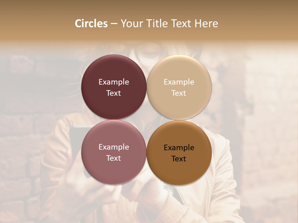 A Woman Wearing Glasses And A Hat Is Looking At Her Cell Phone PowerPoint Template