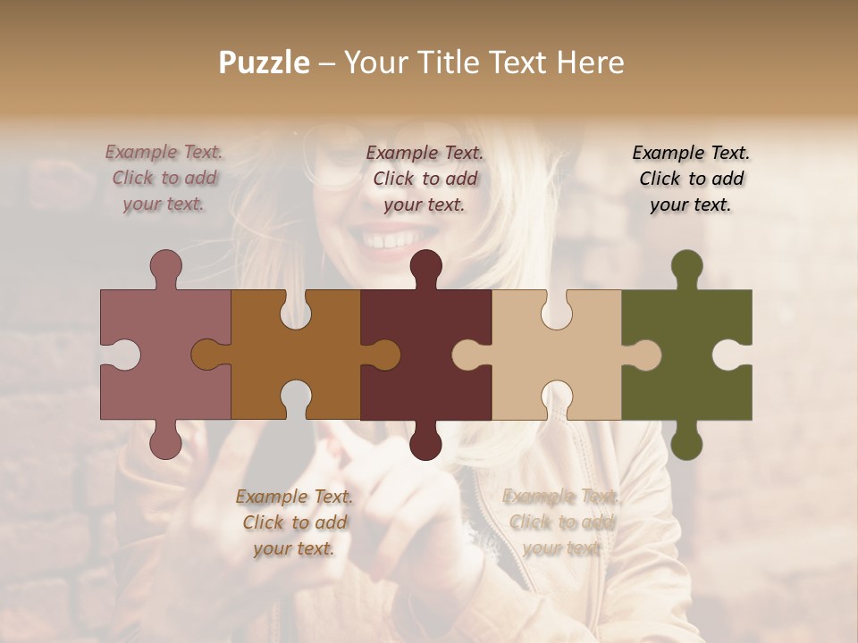 A Woman Wearing Glasses And A Hat Is Looking At Her Cell Phone PowerPoint Template