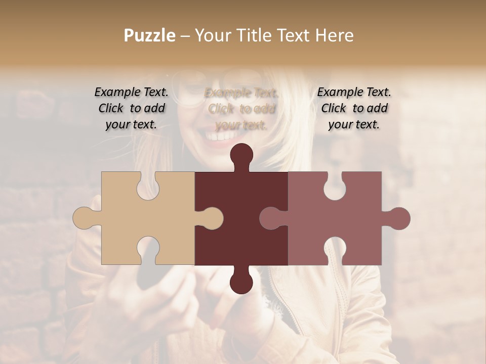 A Woman Wearing Glasses And A Hat Is Looking At Her Cell Phone PowerPoint Template