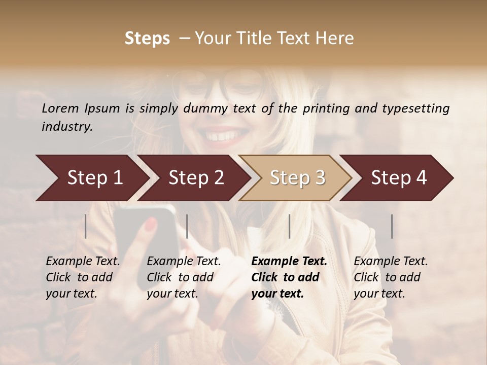 A Woman Wearing Glasses And A Hat Is Looking At Her Cell Phone PowerPoint Template