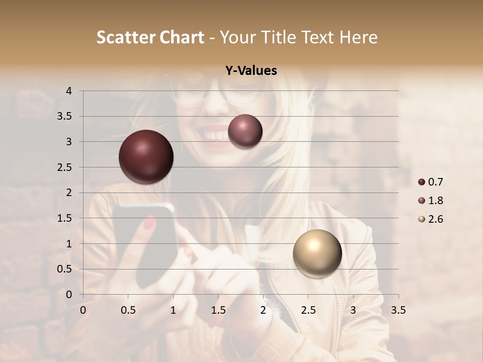 A Woman Wearing Glasses And A Hat Is Looking At Her Cell Phone PowerPoint Template