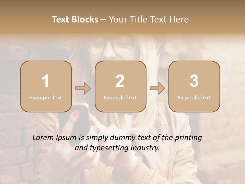 A Woman Wearing Glasses And A Hat Is Looking At Her Cell Phone PowerPoint Template