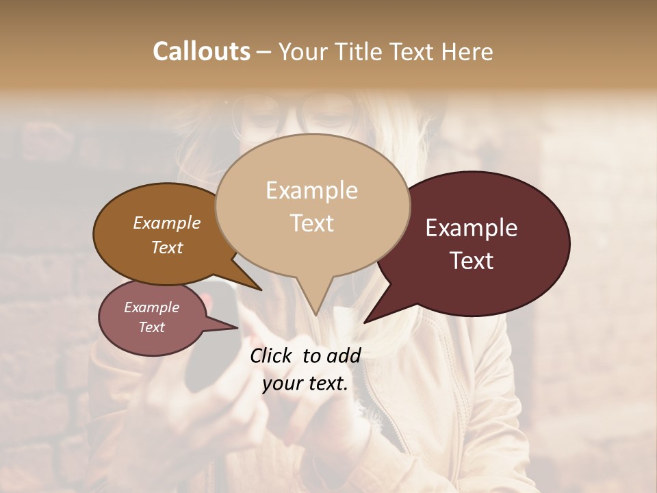 A Woman Wearing Glasses And A Hat Is Looking At Her Cell Phone PowerPoint Template