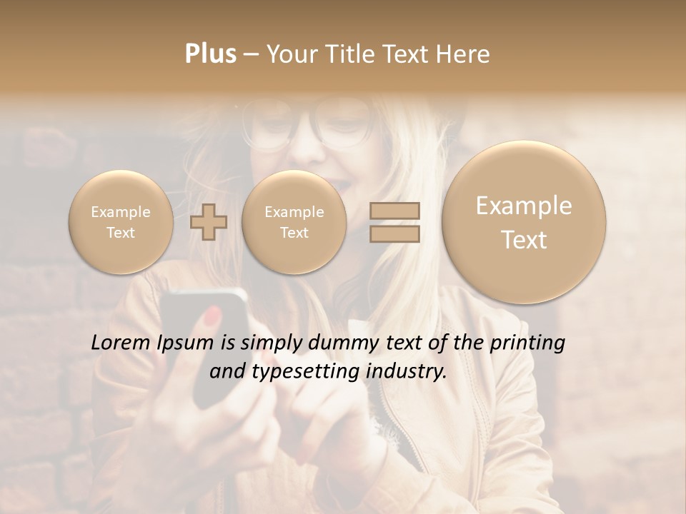 A Woman Wearing Glasses And A Hat Is Looking At Her Cell Phone PowerPoint Template