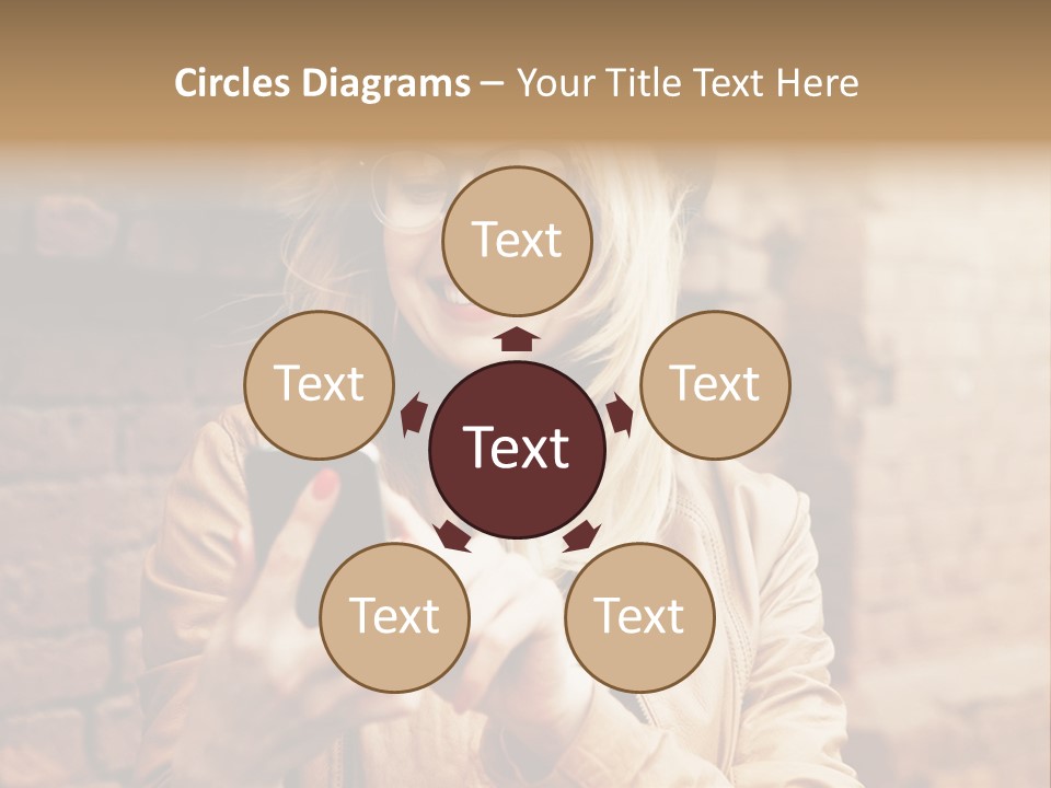 A Woman Wearing Glasses And A Hat Is Looking At Her Cell Phone PowerPoint Template