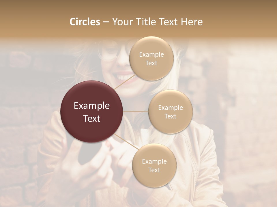 A Woman Wearing Glasses And A Hat Is Looking At Her Cell Phone PowerPoint Template