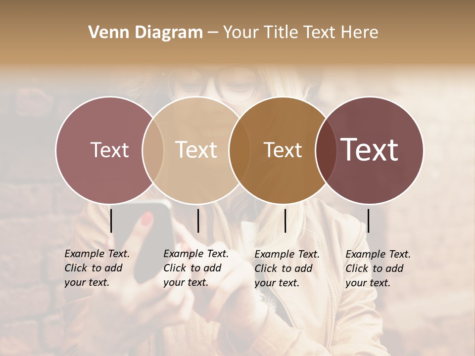 A Woman Wearing Glasses And A Hat Is Looking At Her Cell Phone PowerPoint Template