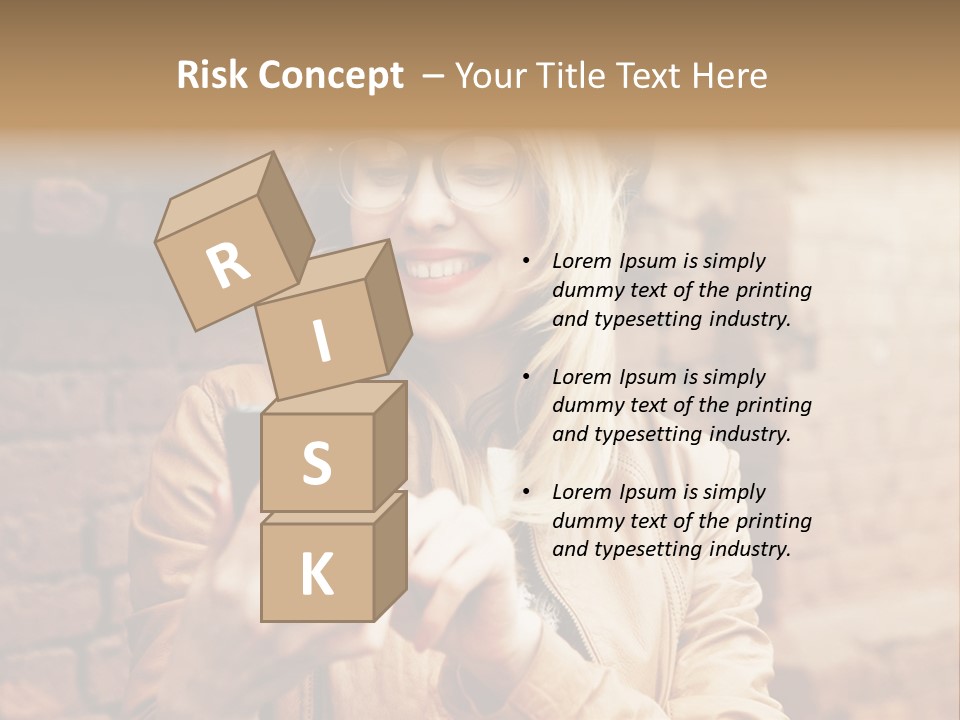 A Woman Wearing Glasses And A Hat Is Looking At Her Cell Phone PowerPoint Template