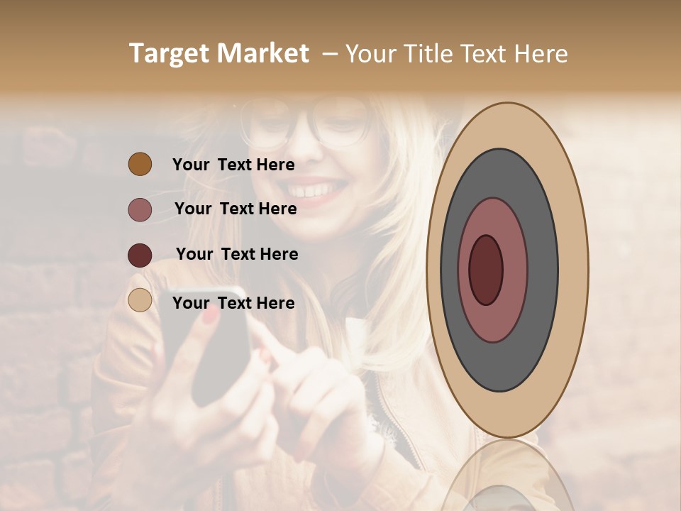 A Woman Wearing Glasses And A Hat Is Looking At Her Cell Phone PowerPoint Template