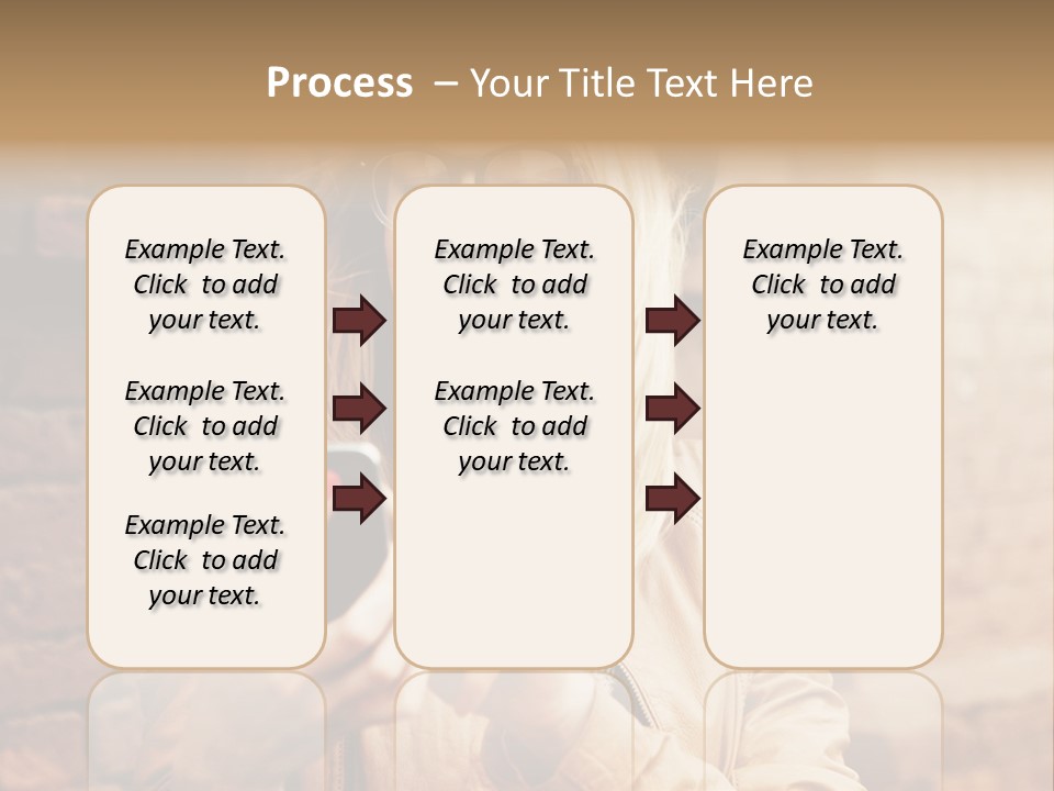 A Woman Wearing Glasses And A Hat Is Looking At Her Cell Phone PowerPoint Template