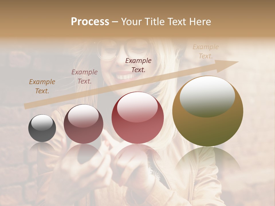 A Woman Wearing Glasses And A Hat Is Looking At Her Cell Phone PowerPoint Template