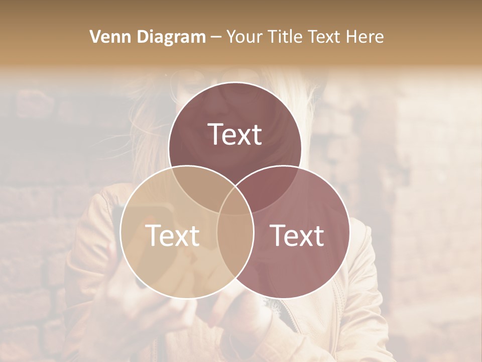 A Woman Wearing Glasses And A Hat Is Looking At Her Cell Phone PowerPoint Template