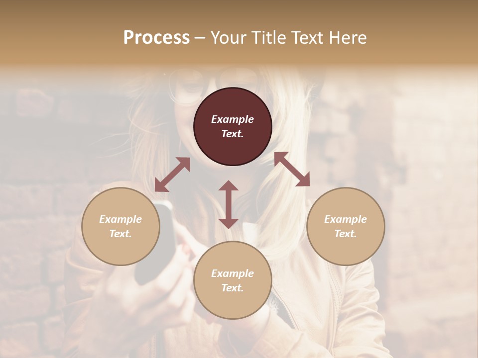 A Woman Wearing Glasses And A Hat Is Looking At Her Cell Phone PowerPoint Template