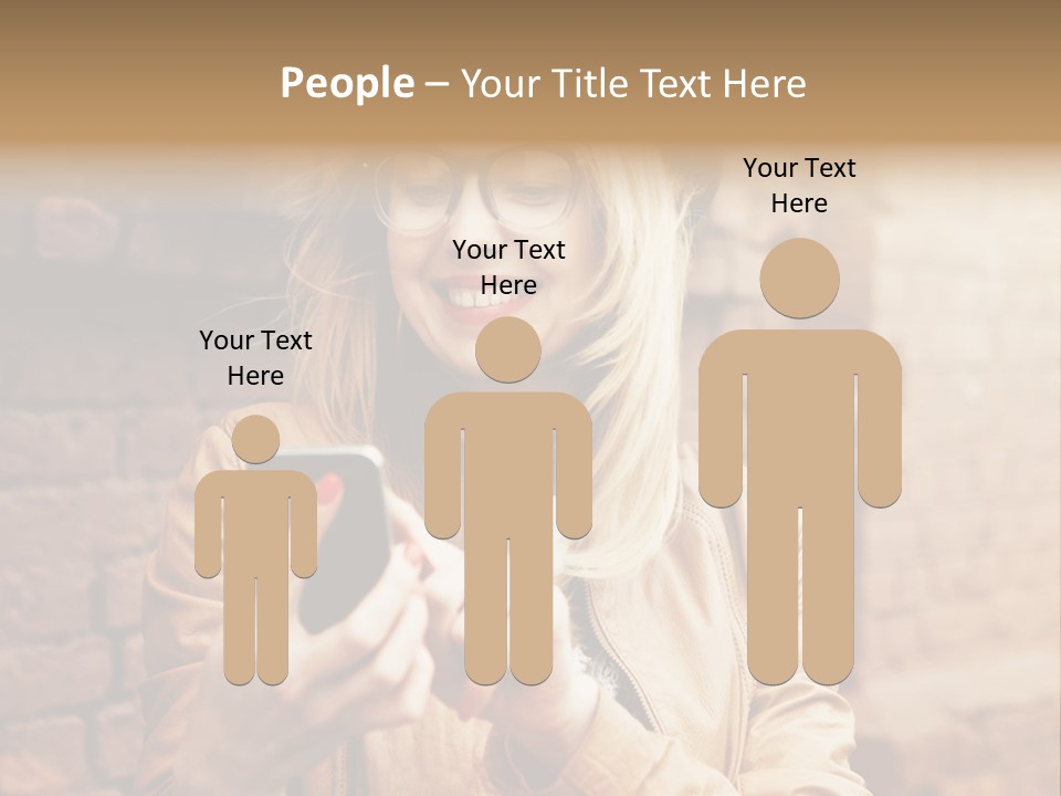 A Woman Wearing Glasses And A Hat Is Looking At Her Cell Phone PowerPoint Template