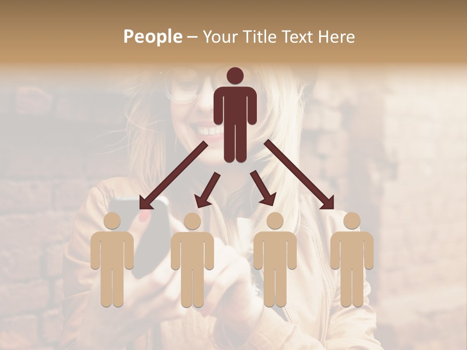 A Woman Wearing Glasses And A Hat Is Looking At Her Cell Phone PowerPoint Template