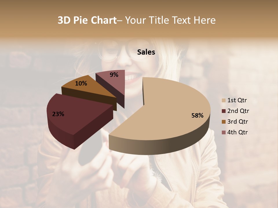 A Woman Wearing Glasses And A Hat Is Looking At Her Cell Phone PowerPoint Template