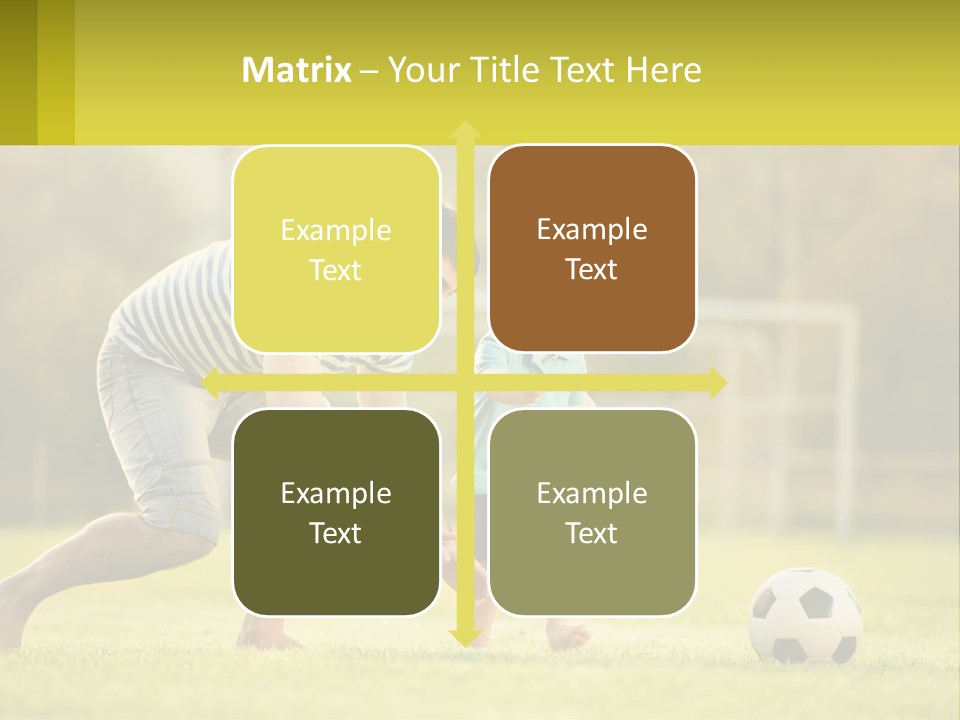 A Father And Son Playing Soccer On A Field PowerPoint Template