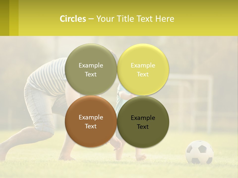 A Father And Son Playing Soccer On A Field PowerPoint Template