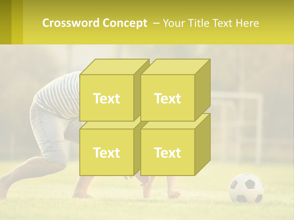 A Father And Son Playing Soccer On A Field PowerPoint Template