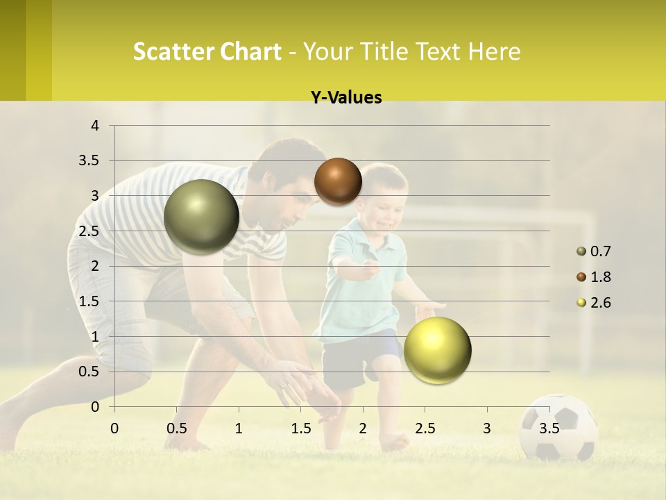 A Father And Son Playing Soccer On A Field PowerPoint Template