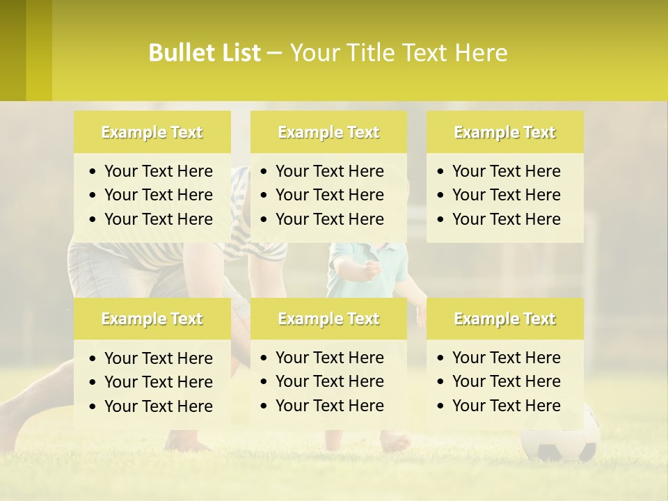 A Father And Son Playing Soccer On A Field PowerPoint Template