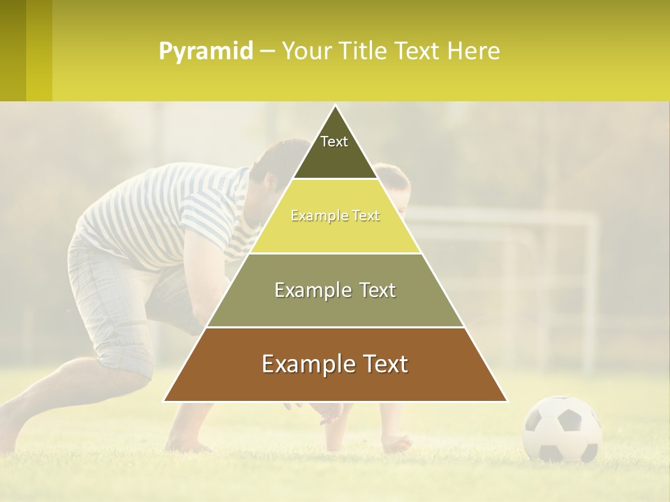 A Father And Son Playing Soccer On A Field PowerPoint Template