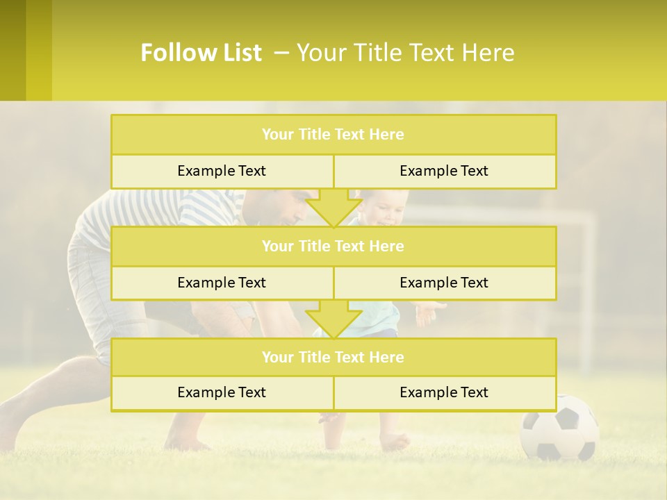 A Father And Son Playing Soccer On A Field PowerPoint Template