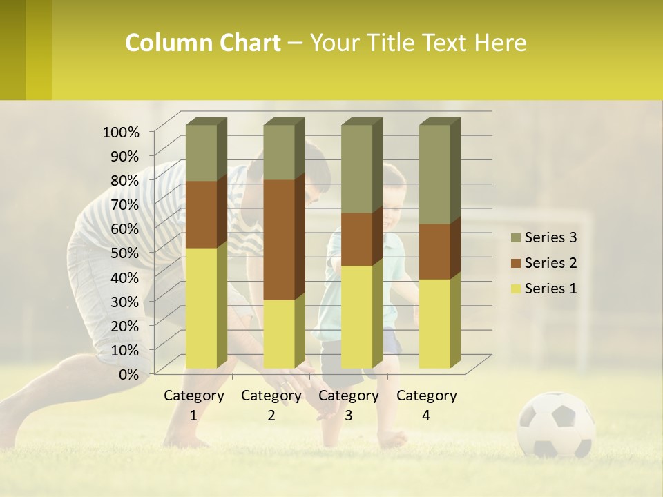 A Father And Son Playing Soccer On A Field PowerPoint Template