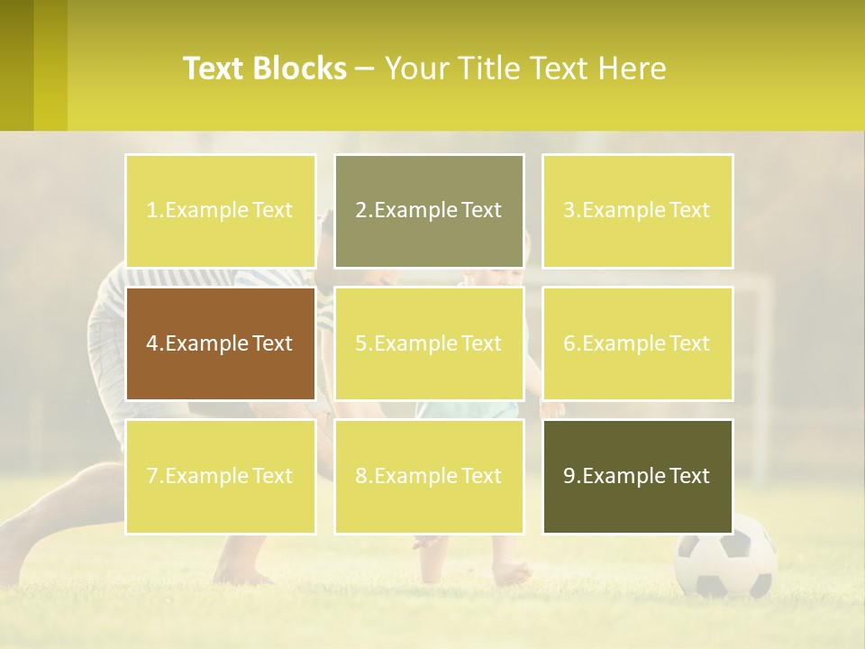 A Father And Son Playing Soccer On A Field PowerPoint Template