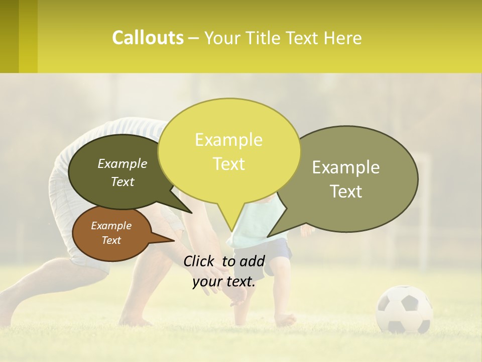 A Father And Son Playing Soccer On A Field PowerPoint Template
