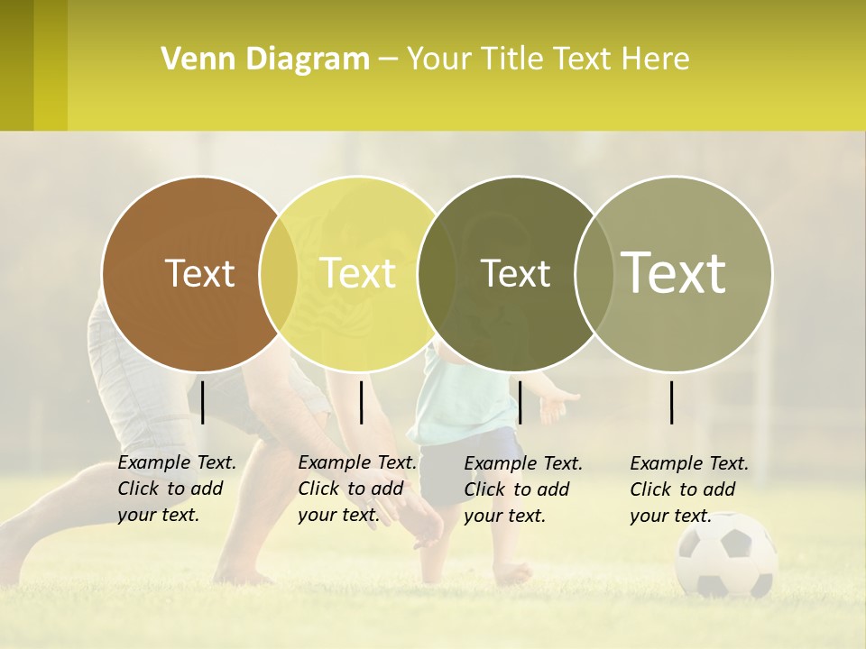 A Father And Son Playing Soccer On A Field PowerPoint Template