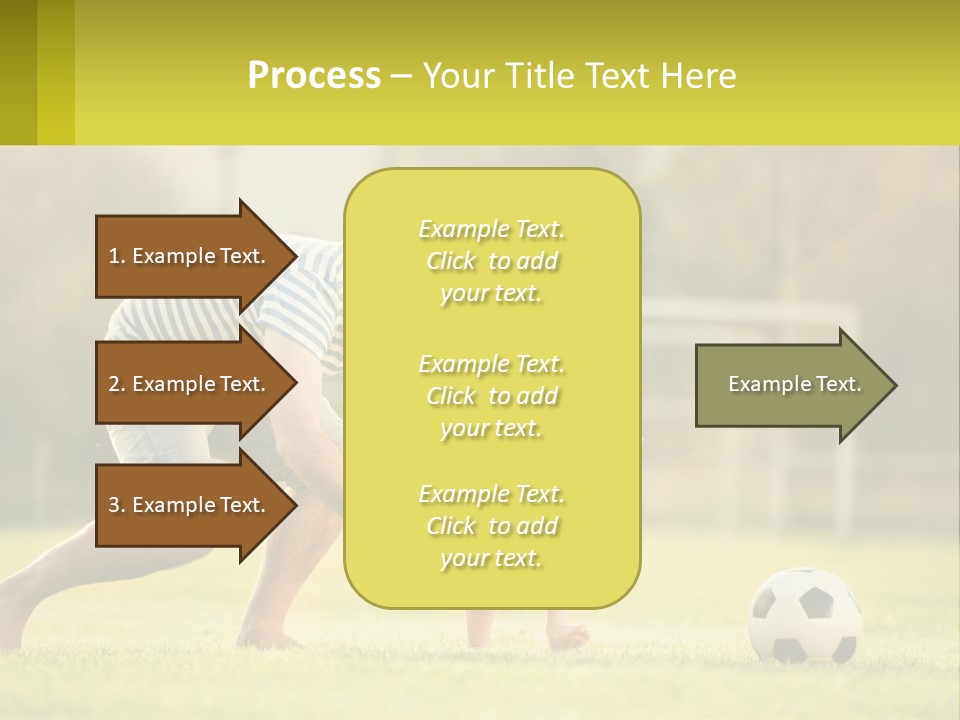 A Father And Son Playing Soccer On A Field PowerPoint Template