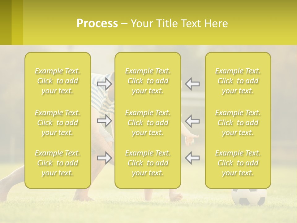 A Father And Son Playing Soccer On A Field PowerPoint Template