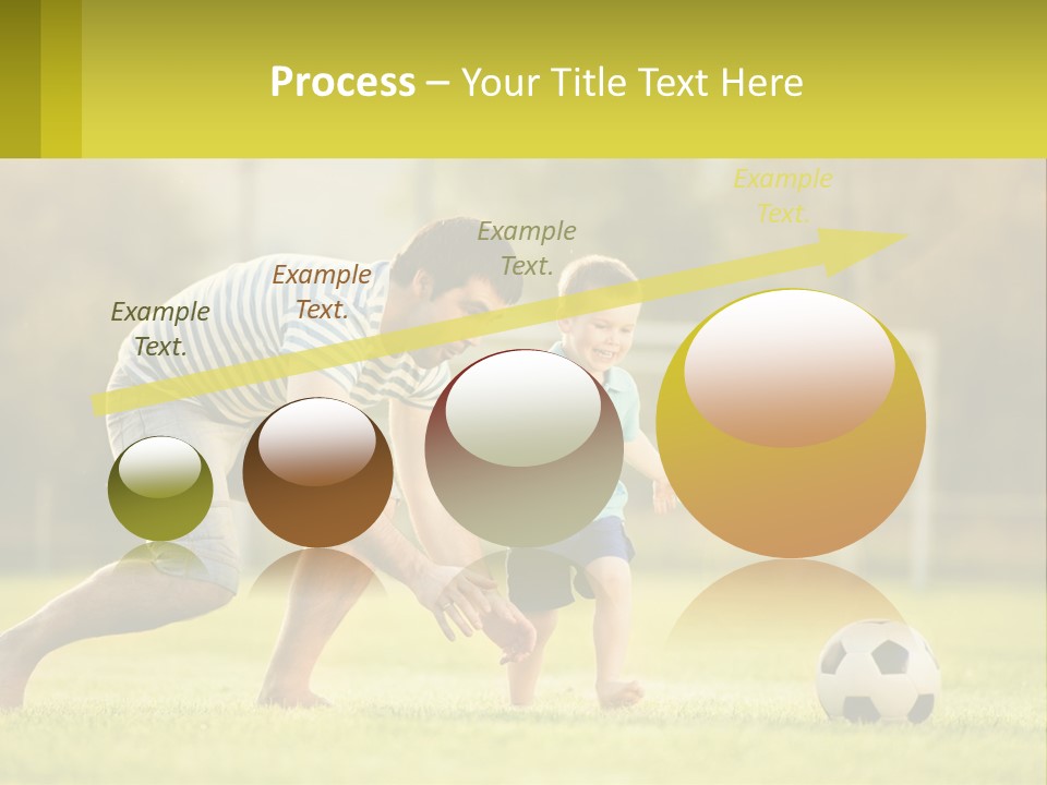 A Father And Son Playing Soccer On A Field PowerPoint Template