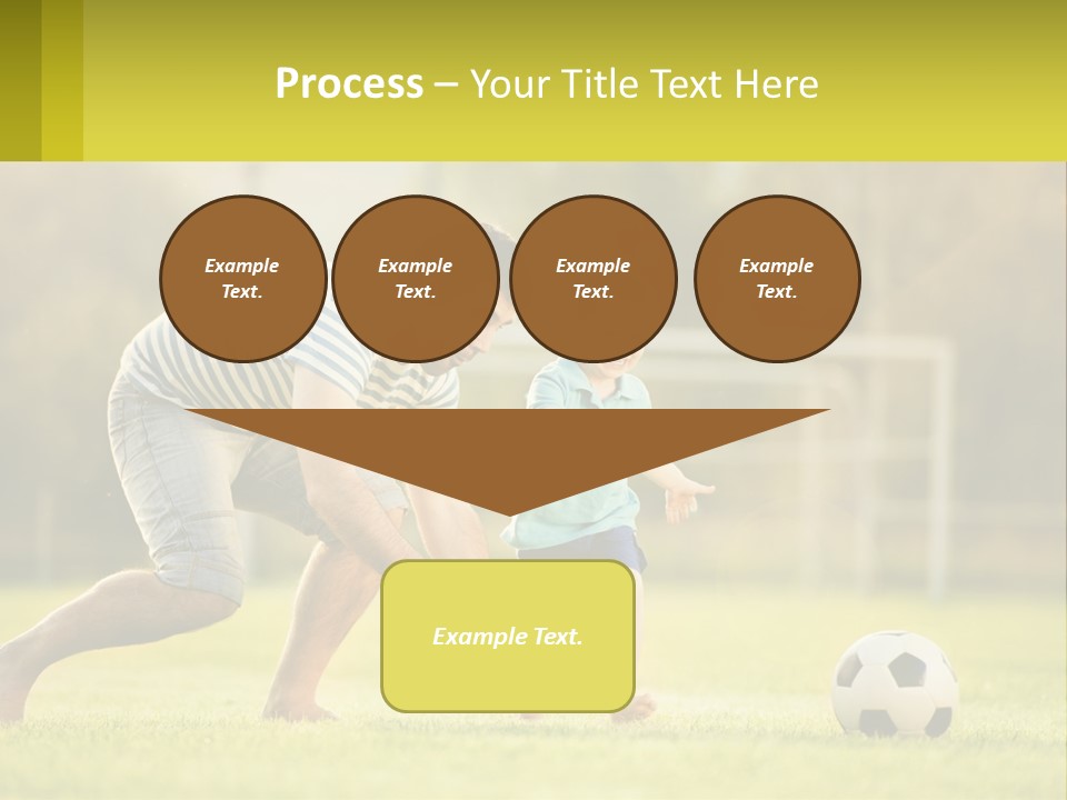 A Father And Son Playing Soccer On A Field PowerPoint Template